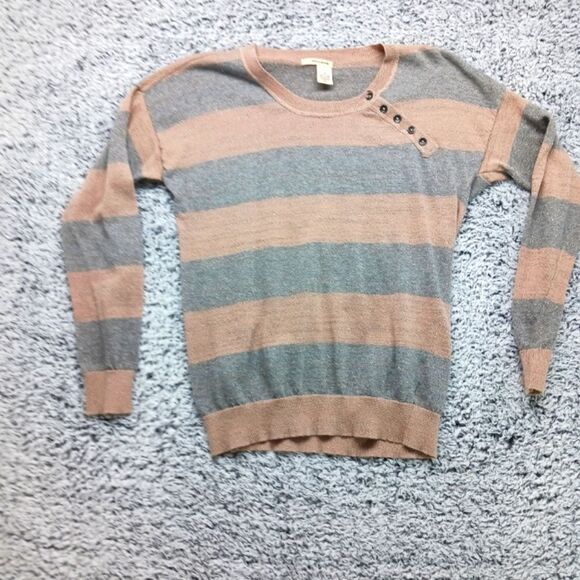 DKNY Gray and Tan Striped Sweater - Picture 1 of 12